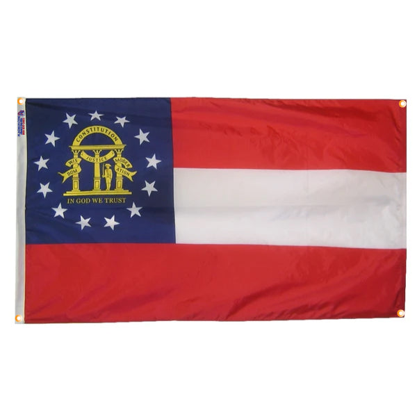 Georgia Flag with Grommets Along the Edges for Wall Hanging