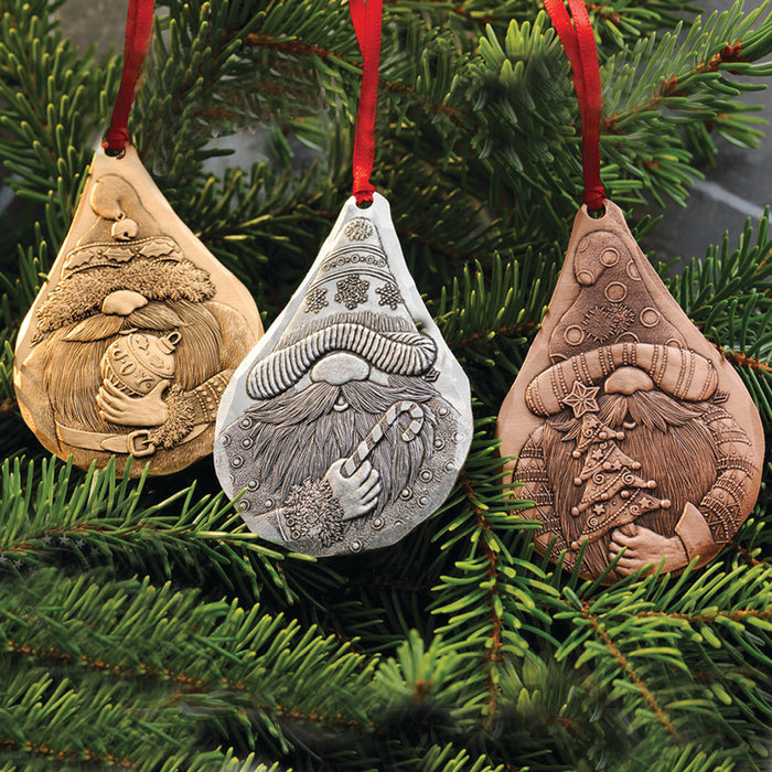 Collection display featuring Gnomes 3-Piece Ornament Set (Mixed Metal)