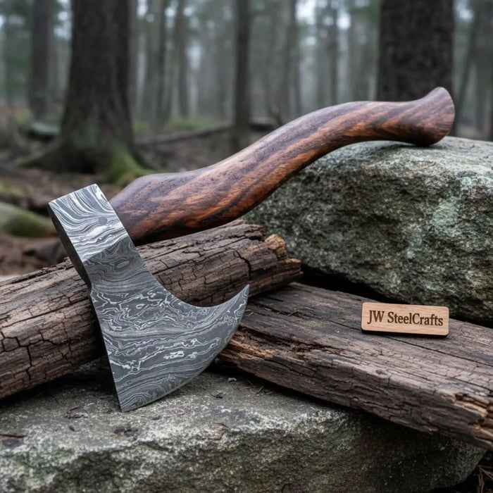 19 Inch Curved Rosewood Damascus Chopping Axe