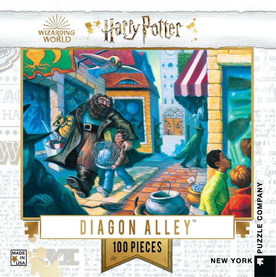 Packaging showing Diagon Alley Mini puzzle artwork
