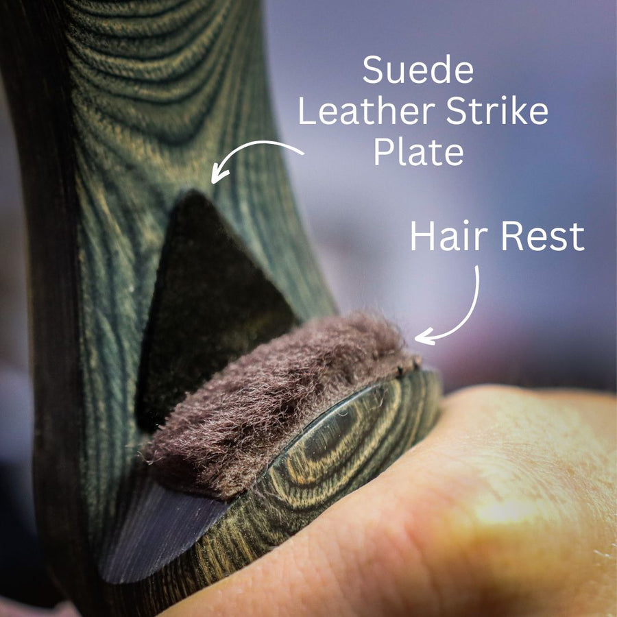 Universal Calf Hair Arrow Rest & Leather Strike Plate Set — diagram identifying hair rest and leather strike plate