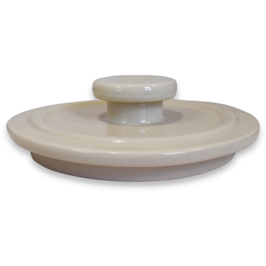 1-Gallon Stoneware Crock Handled Cover - side profile