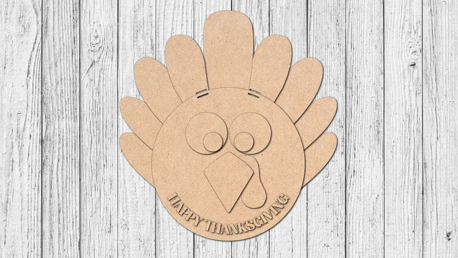 Unfinished layered Thanksgiving turkey door hanger layout