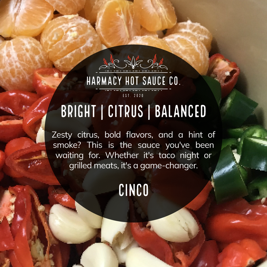 Cinco bright citrus flavor card with tomatillo and garlic