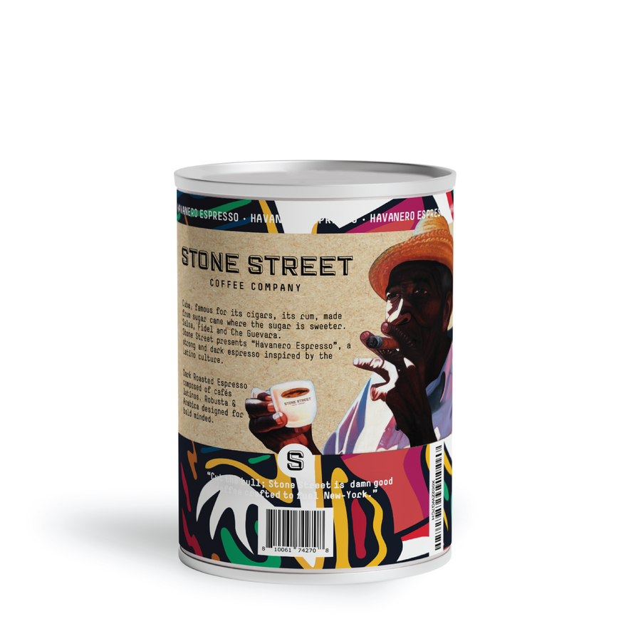 Havanero Espresso can showing colorful side artwork