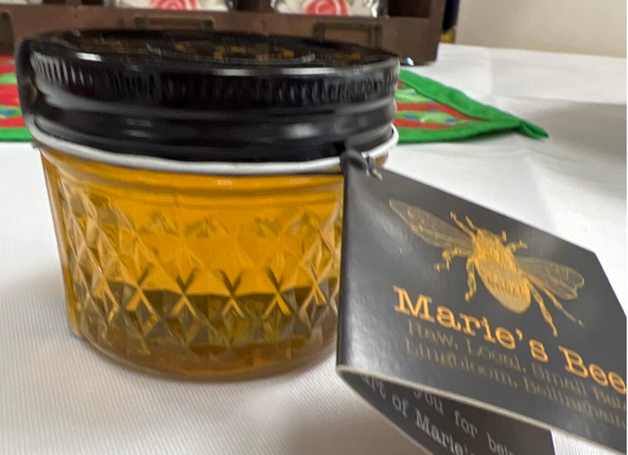 Raw Pacific Northwest Honey – 4 oz Glass Jar (The Hex) – product packaging image