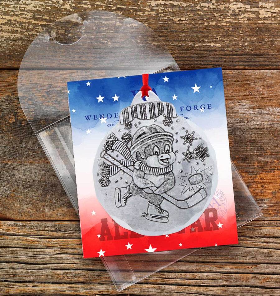 Gift packaging display for Hockey Penguin Ornament