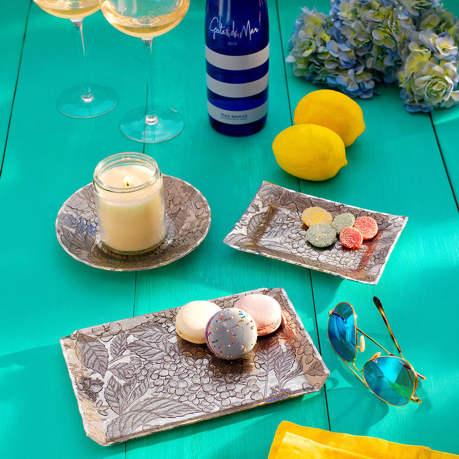 Collection display featuring Hydrangea Butler Tray
