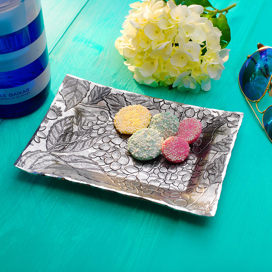 Styled display featuring Hydrangea Truffle Tray