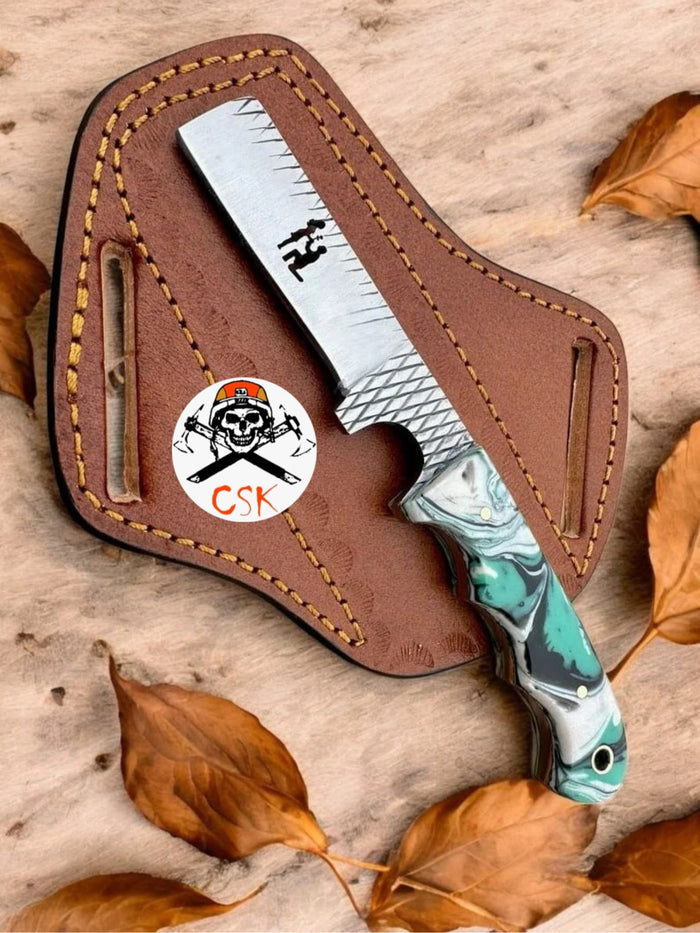 Custom Handmade Bull Cutter Knife – 8" Rasp Tool Steel Blade