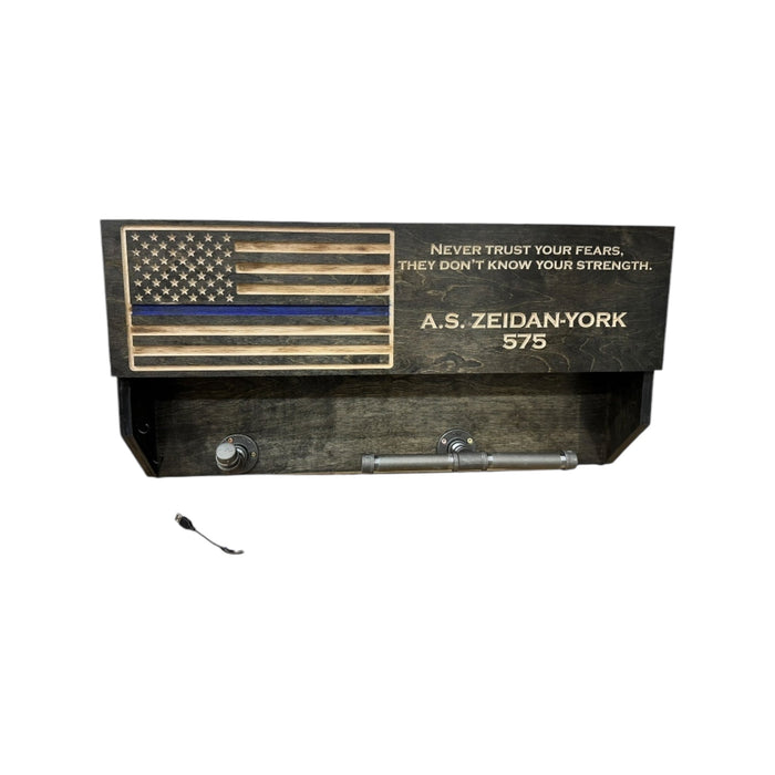 Engraved gear rack with lower bar and concealed storage