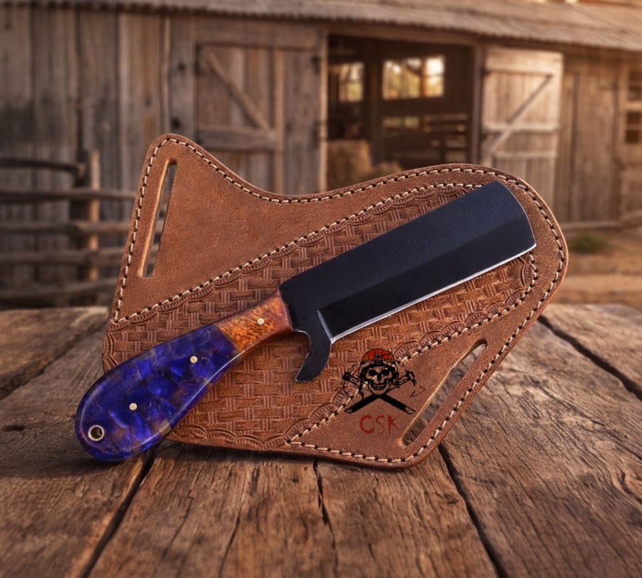 Cowboy Knife – 1095 Steel Bullcutter with Resin Handle & Pancake Sheath