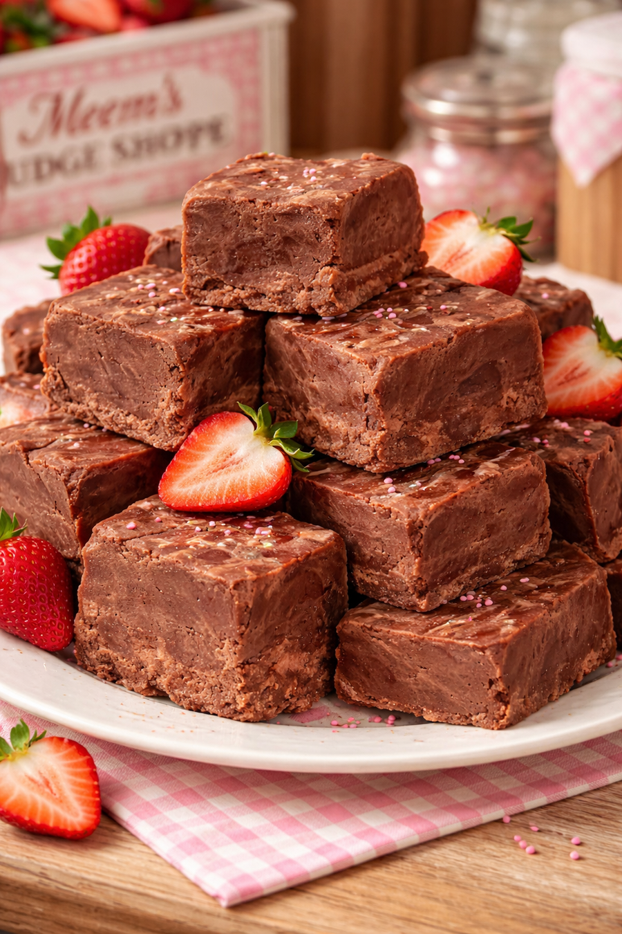 Handmade Chocolate Strawberry Fudge product photograph from Meems Fudge Shoppe