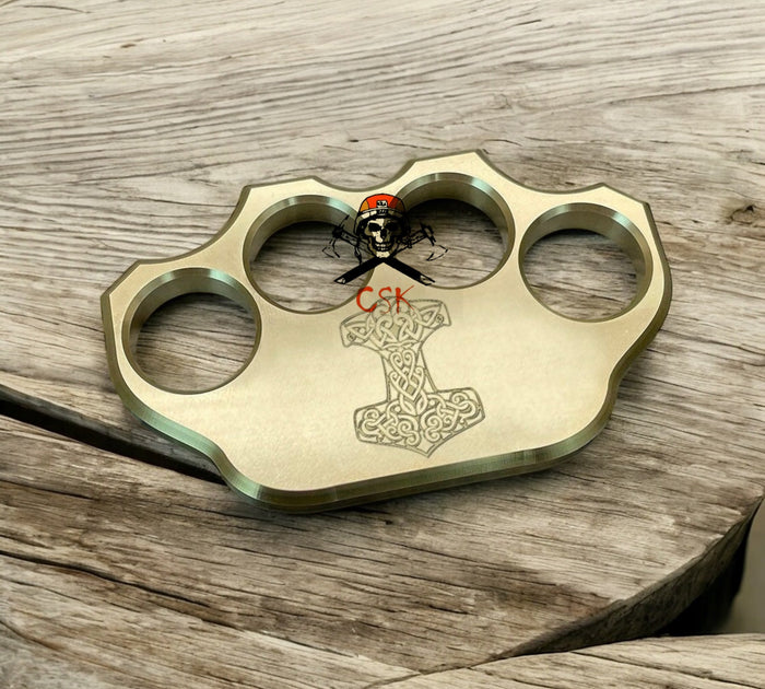 Brass Knuckle Viking Mjolnir Thor’s Hammer Engraved