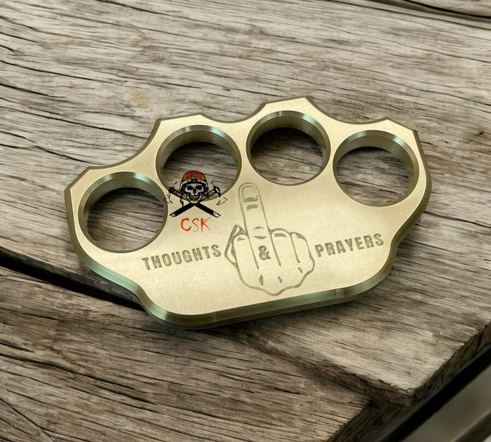 Engraved Brass Knuckle Thoughts & Prayers