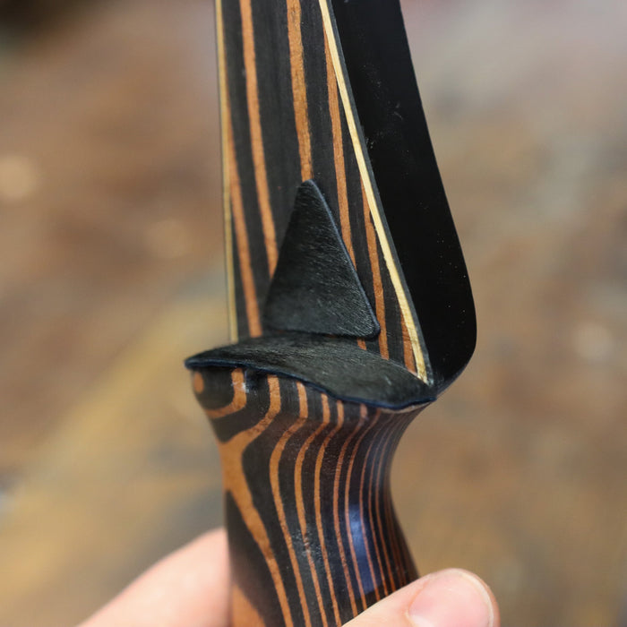 Calf Hair Arrow Rest — calf-hair arrow rest fitted to bow shelf