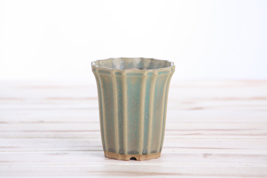 3-Inch Flower Cascade Bonsai Pot - Speckled Moss