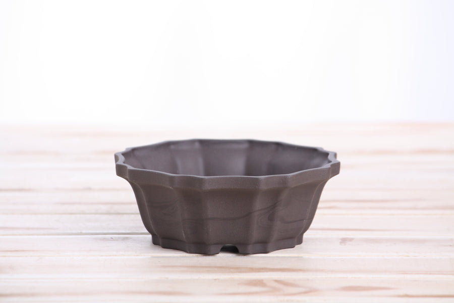 5-Inch Flower Bonsai Pot - Unglazed Black
