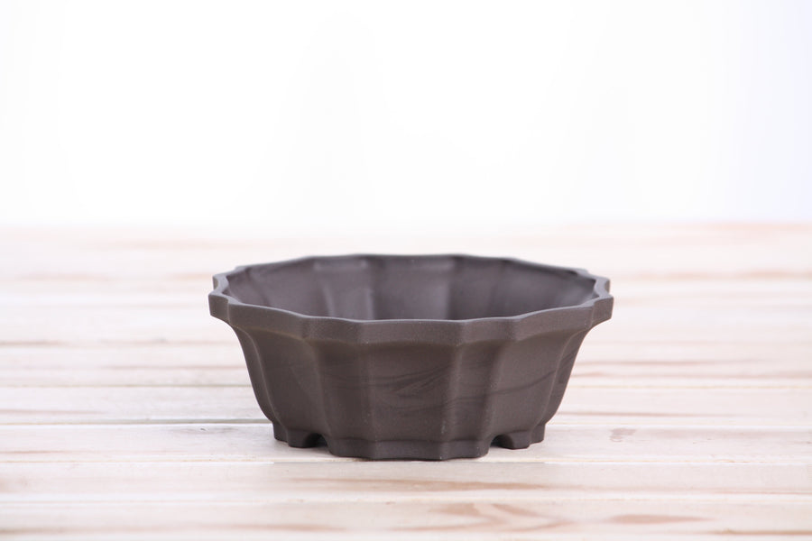 5-Inch Flower Bonsai Pot - Unglazed Black