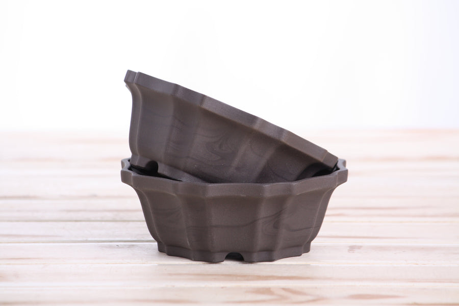 5-Inch Flower Bonsai Pot - Unglazed Black