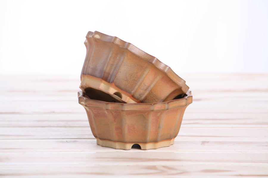4.5-Inch Flower Bonsai Pot - Deep Stone