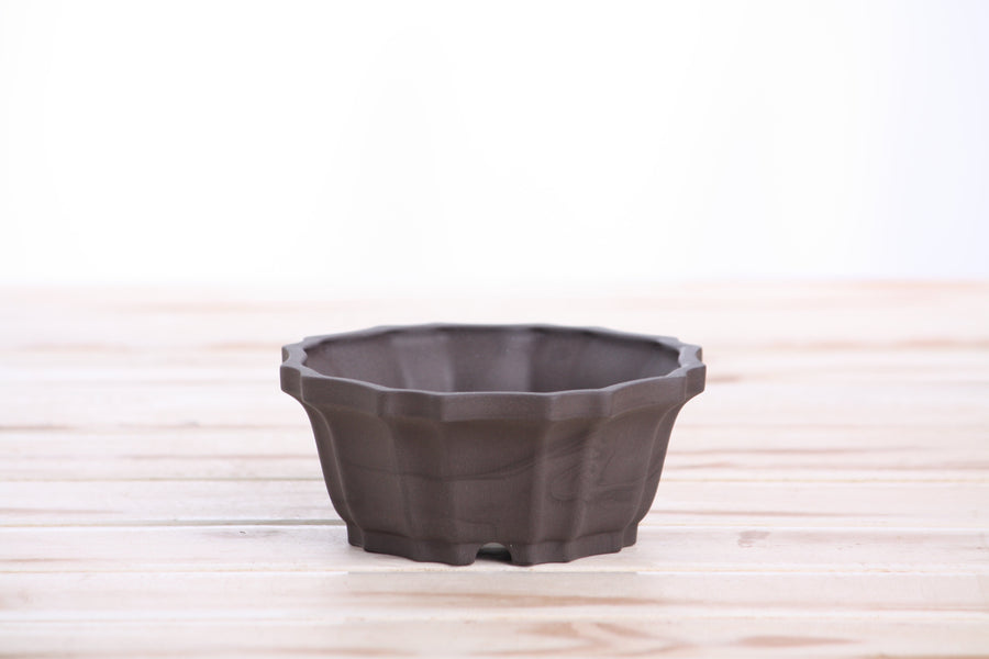 4.5-Inch Flower Bonsai Pot - Unglazed Black