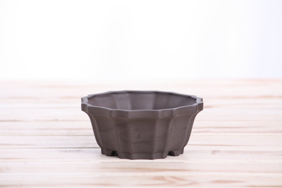 4.5-Inch Flower Bonsai Pot - Unglazed Black
