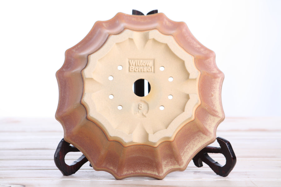 8-Inch Flower Bonsai Pot - Deep Stone
