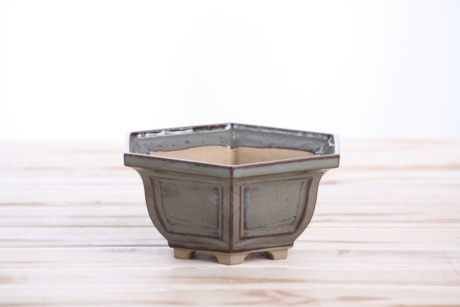 5-Inch Hexagonal Windowed Bonsai Pot - Starry Night