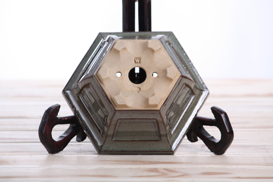 5-Inch Hexagonal Windowed Bonsai Pot - Starry Night