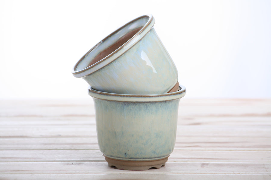 4-Inch Flute Bonsai Pot - Glacier