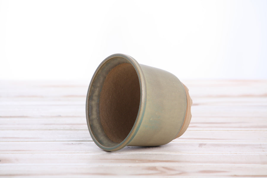 4-Inch Flute Bonsai Pot - Speckled Moss