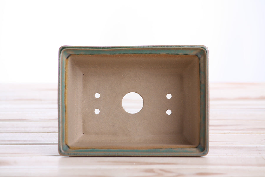 6-Inch Rectangle Deep Bonsai Pot - Speckled Moss