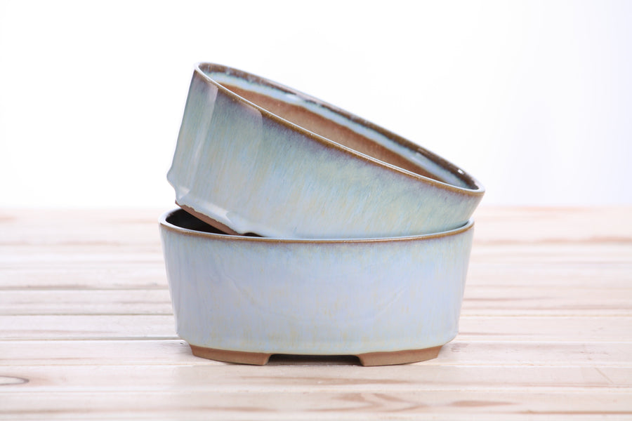 6-Inch Oval A Bonsai Pot - Glacier