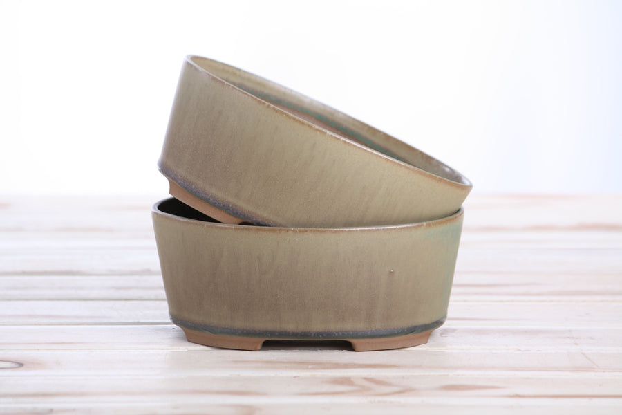 6-Inch Oval A Bonsai Pot - Speckled Moss