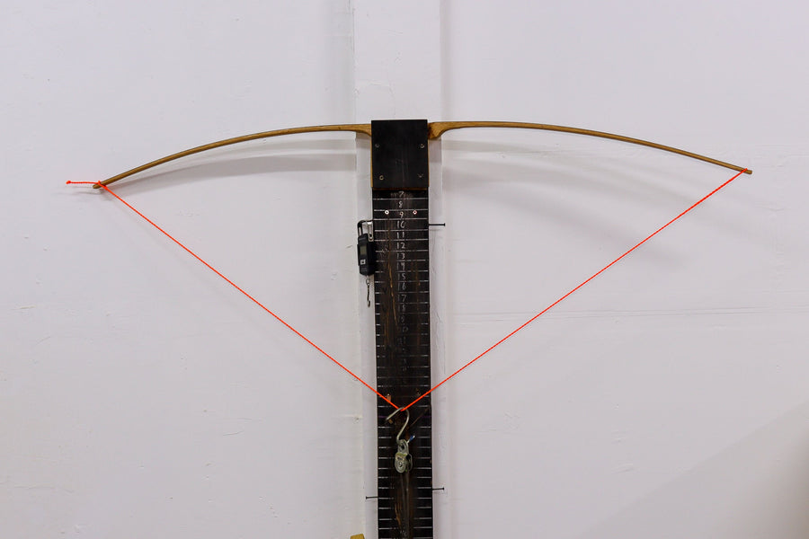 Adjustable Flemish Twist Tillering String for Bow Making — bow on a tillering setup