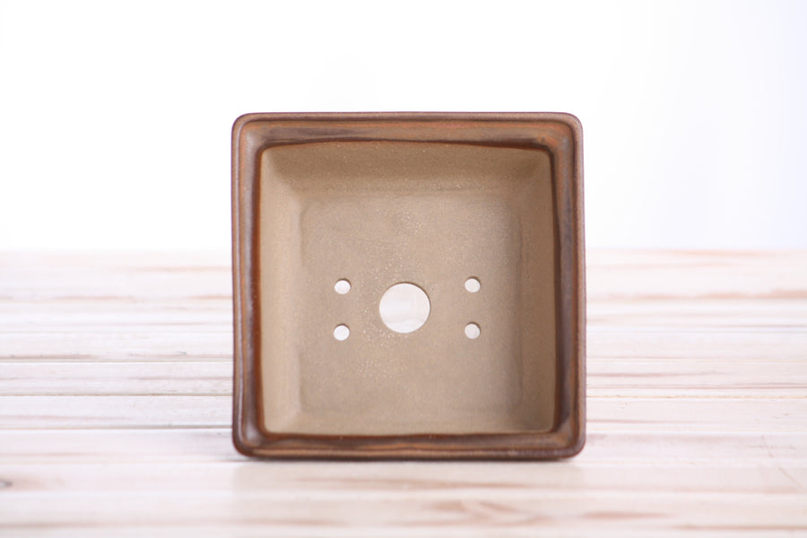 5-Inch Square Bonsai Pot - Deep Stone
