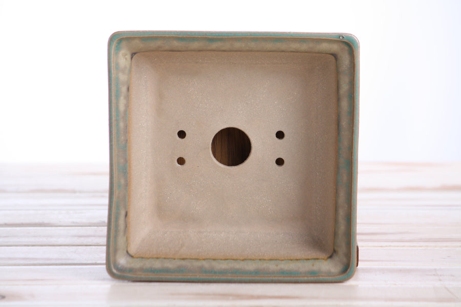 6-Inch Square Bonsai Pot - Speckled Moss
