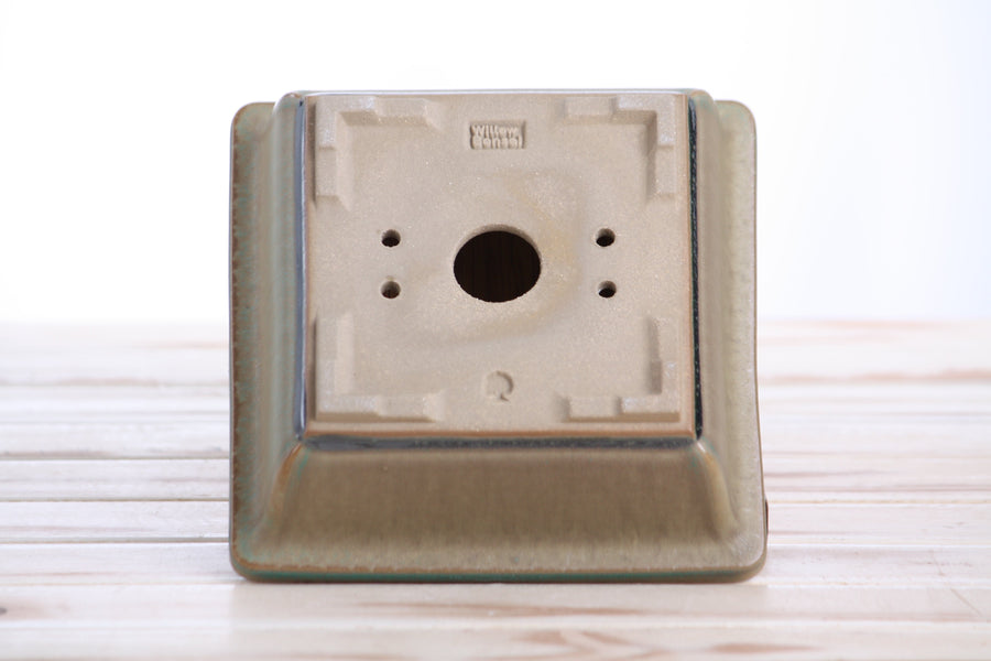 6-Inch Square Bonsai Pot - Speckled Moss