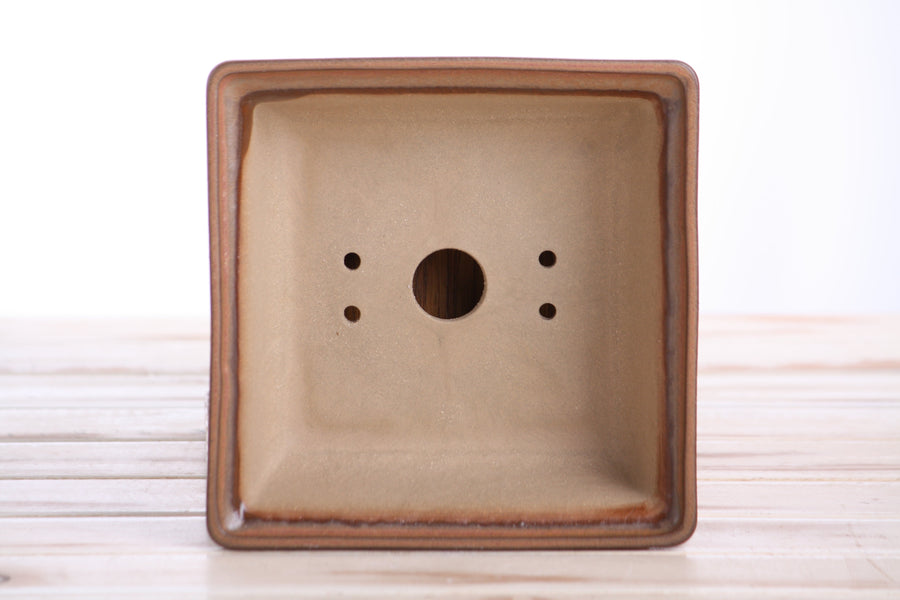 6-Inch Square Bonsai Pot - Deep Stone