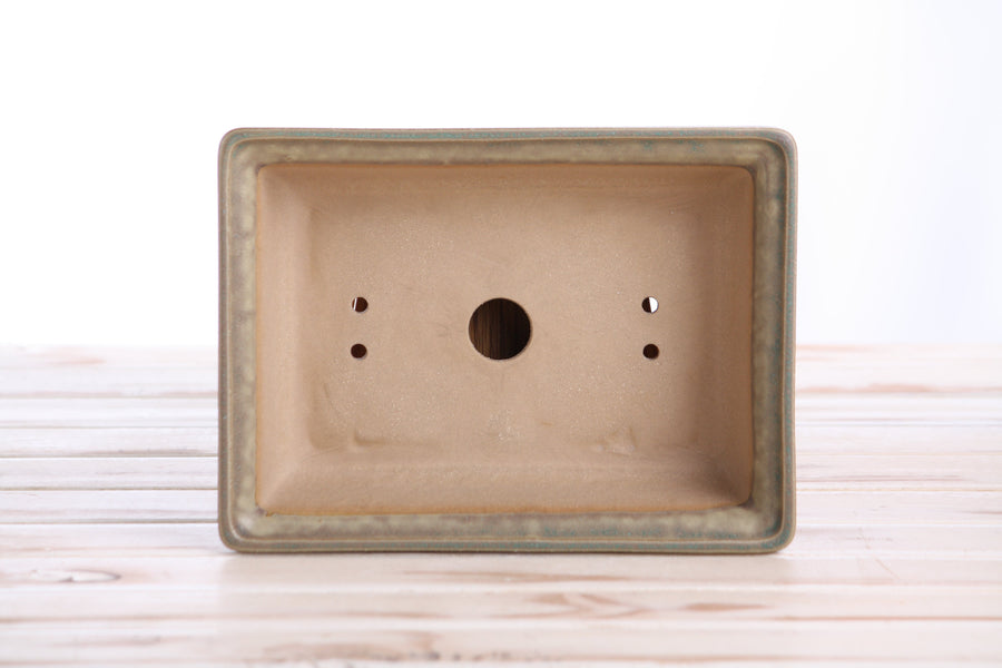 8-Inch Rectangle Bonsai Pot - Speckled Moss