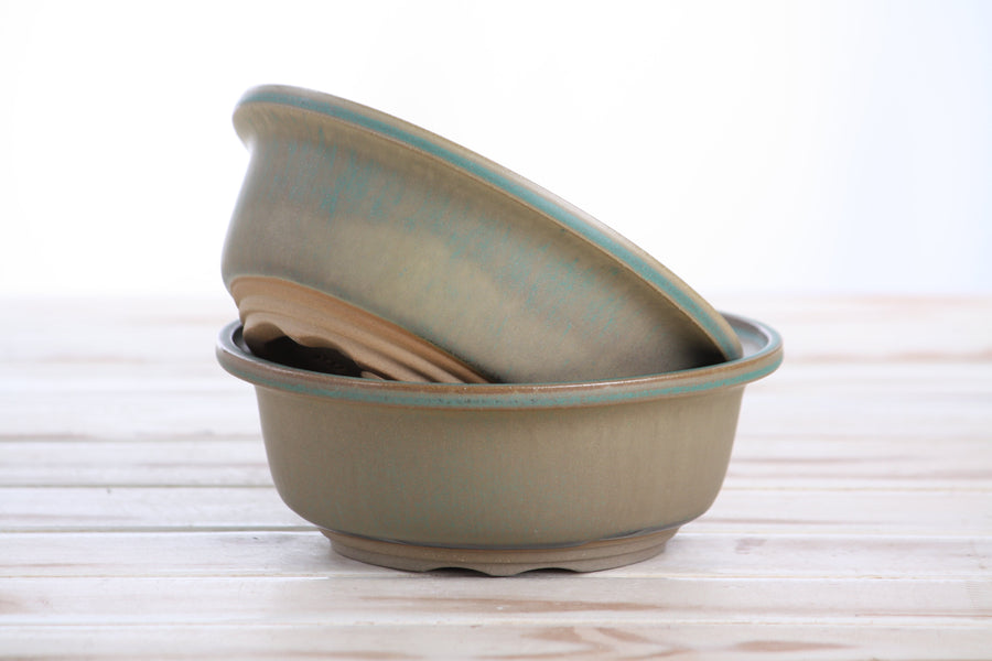 6-Inch Round Bonsai Pot - Speckled Moss
