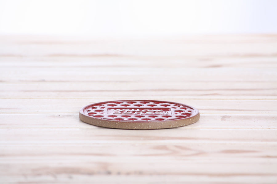 Red Ceramic Drink Coaster, 4 Inch - Willow Tree Logo