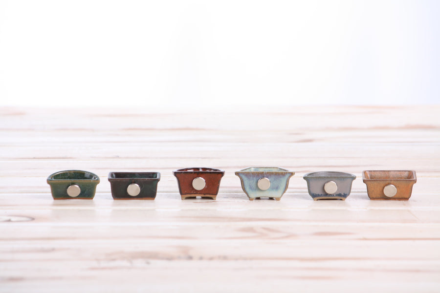 Mini Ceramic Bonsai Pot Magnets, 1.5 Inch - Set of 6