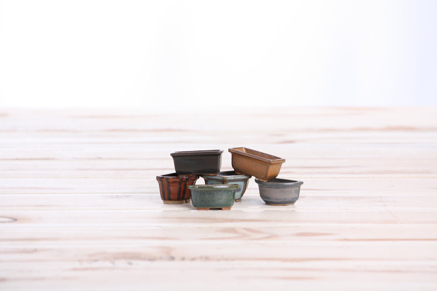 Mini Ceramic Bonsai Pot Magnets, 1.5 Inch - Set of 6