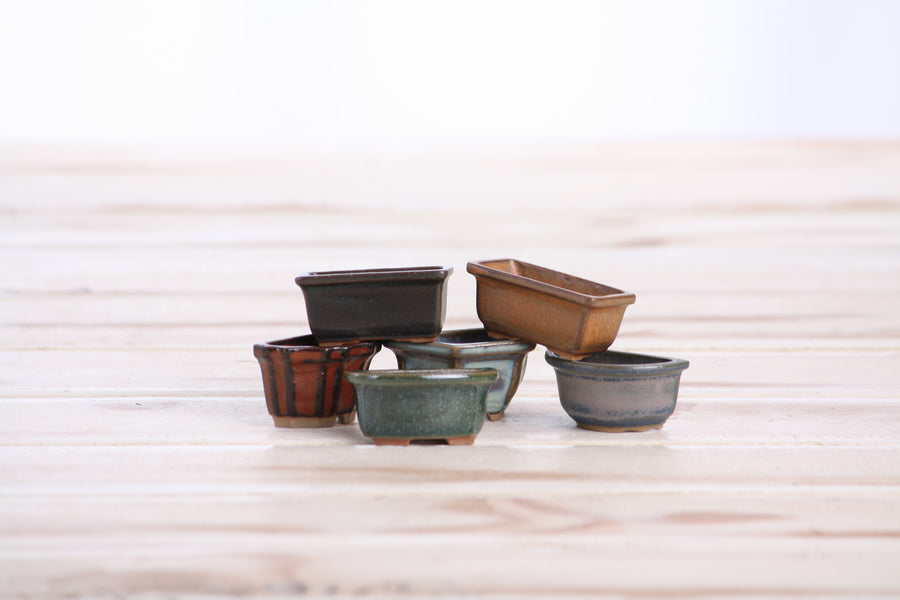 Mini Ceramic Bonsai Pot Magnets, 1.5 Inch - Set of 6