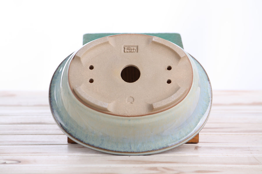 7.5-Inch Fat Oval Bonsai Pot - Glacier
