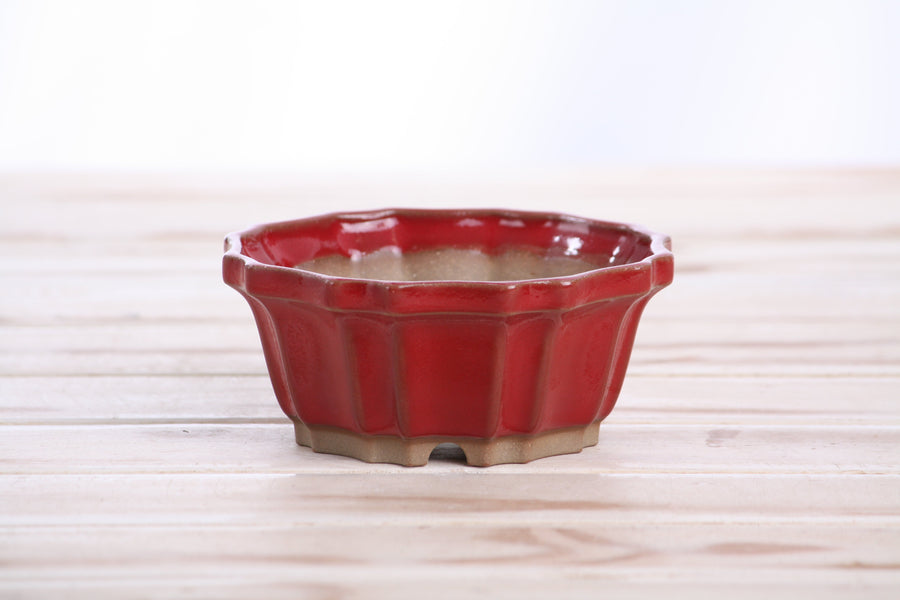 4.5-Inch Flower Bonsai Pot - Red
