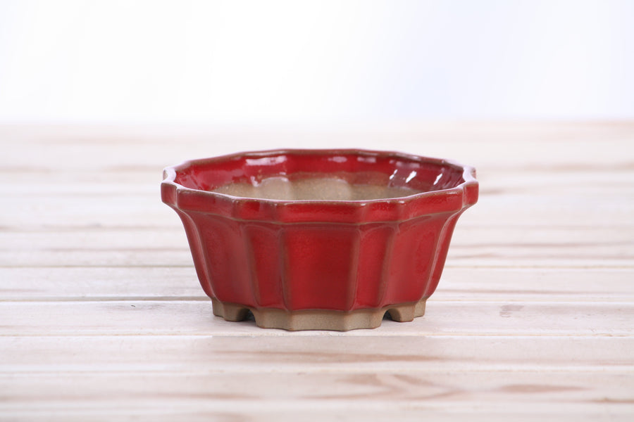 4.5-Inch Flower Bonsai Pot - Red