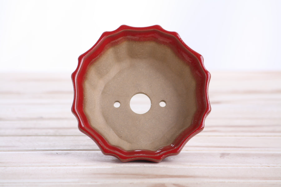 4.5-Inch Flower Bonsai Pot - Red
